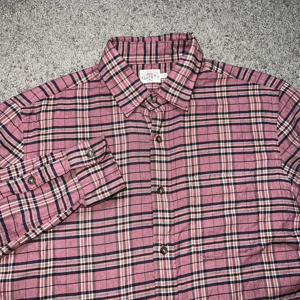 Faherty Featherweight Flannel Shirt Small The Movement Pink Plaid Button Up